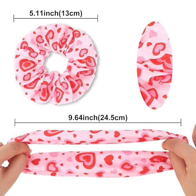 Silk Satin Scrunchies for Women Girls 12 PCS Valentine Hair Scrunchies Silk Satin Hair Ties for Thick Hair Bulk Hair Ties Hair Accessories