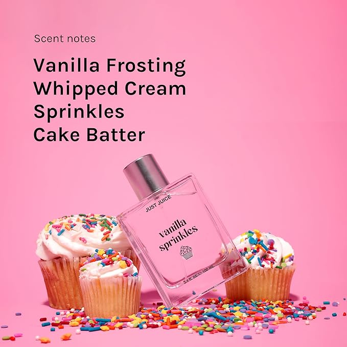 Just Juice Vanilla Sprinkles - Vanilla Perfume for Women and Men - Gourmand Perfume with Tonka Bean and Whipped Cream Notes - 3.4 oz