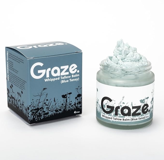Graze. Skincare: Handmade Organic Whipped Tallow Balm (Blue Tansy)