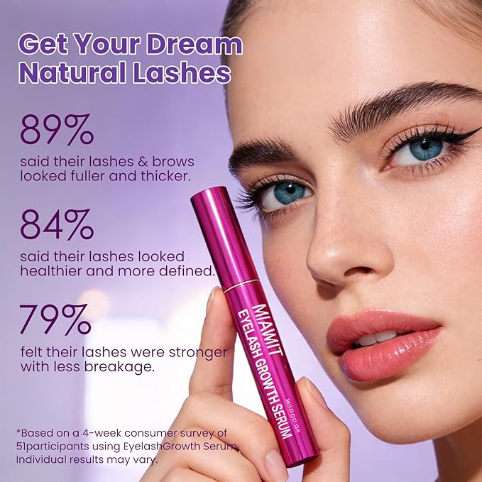 Eyelash Growth Serum & Eyebrow Enhancer - Advanced Lash and Brow Serum for Longer, Thicker, Fuller Looking Lashes Naturally | Strengthening & Nourishing Vegan Formula Gentle for Sensitive Eyes