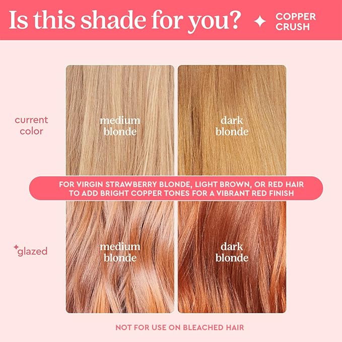 Glaze Supergloss Color Conditioning Gloss With Dispensing Pump – Hydrating Semi-Permanent Color Hair Gloss & Shine Boost – Vegan, Cruelty-Free – 6.4 fl oz - Copper Crush - Bright Copper