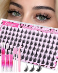 Anime Lash Clusters Kit Natural Eyelash Clusters Invisible Band 10-12-14MM C Curly Manga Cluster Eyelash Extensions Kit Wet Look Lashes Clusters Kit with Lash Bond&Seal Tweezers Brushes by Zegaine