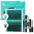 Lash Clusters Kit 60D 80D Eyelash Extension Kit,Lash Bond and Seal Waterproof,Lash Remover for Individual Cluster Lashes Kit,Lash Applicator Tool for DIY Lash Extension Kit(D-Mix9-16mm Kit)