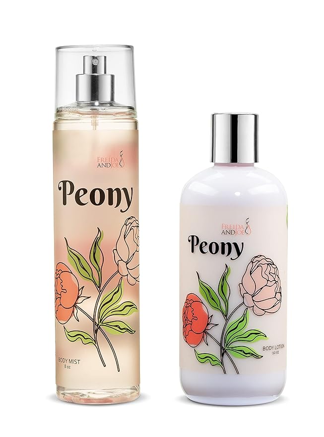 Home Spa Gift 10oz Deep Moisturizing Fragrance Body Lotion & 8 oz. Fine Fragrance Body Mist Set Luxury Self-Care Combo for Women and Girls (Peony) – Mother's Day Gift for Mom