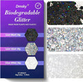 Dmsky Biodegradable Chunky Glitter,90g/3.18oz Craft Glitter for Crafts,Resin,Body,Nail,Face,Hair,DIY Decorations,3 Colors Holographic Glitter,Silver Glitter,White Clear Glitter,Black Glitter