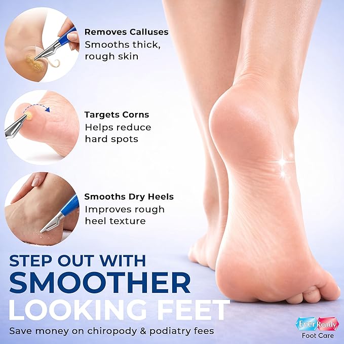 Ever Ready Corn & Callus Trimmer - Instant Relief from Corns | Removes Dry, Hard & Cracked Skin | Home Pedicure Treatment for Footcare + 4 x Replacement Blades