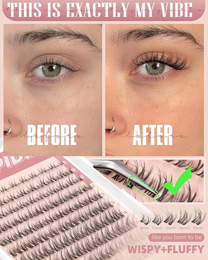 Spider Lash Clusters Kit Breeze Wispy Eyelash Clusters Natural Fluffy Lash Extension Kit D Curly Eyelash Extension Kit Light Cluster Eyelash Extensions DIY Individual Lashes Clusters by TNFVLONEINS