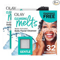 Olay Face Wash, Gentle Cleansing Melts, Fragrance-Free, Daily Use Cleanser, For All Skin Types, Travel Size, Water-Activated to Clean, Tone, and Refresh, 64ct (2 Pack x 32ct)