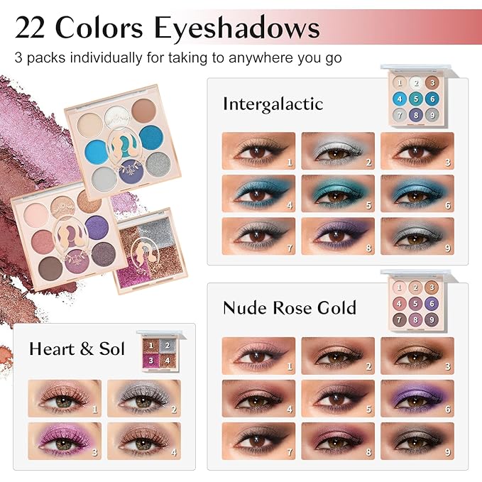 Color Nymph All In One Makeup Kit For Teenager Girls, Beginners Makeup Set For Teens Full Kit Cosmetic Set Girl Make up Kit For Girls 18 color eyeshadow 4 color Glitter & Lipgloss Blush Mirror - Red