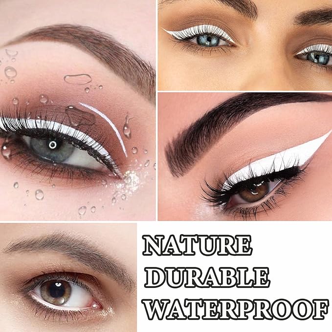 5 PCS White Eyeliner Pencils,Professional Long Lasting Waterproof White Makeup Pencils,Highly Pigmented Inner Corner Eye Highlighter Eyeliner Pencil,Eye Liner Pen Sets 02