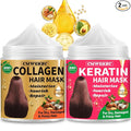 Collagen Hair Mask & Keratin Hair Mask for Damaged Hair,Keratin Hair Treatment,Repair Deep Conditioner for Dry Hair,Vitamin E Natural Hydrating Hair Mask with Argan Oil All Hair Type,Hair Care Gifts