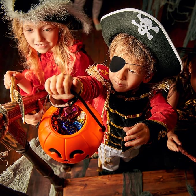 Chivao 48 Pieces Pirate Eye Patches for Kids Black Felt Pirate Captain Patches Bulk for Adults Single One Eye Role Playing Theme Party Cosplay Props Accessories