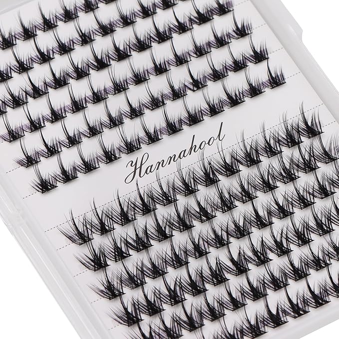 12rows-Large Tray Mixed 8-10-12-14-16mm/Mixed 14-15-16mm/Mixed14mm-16mm/Mixed 18-20mm Wide Stem Individual False Eyelashes Dramatic Black Cluster Eyelashes (MY008-12-14MM MIX)