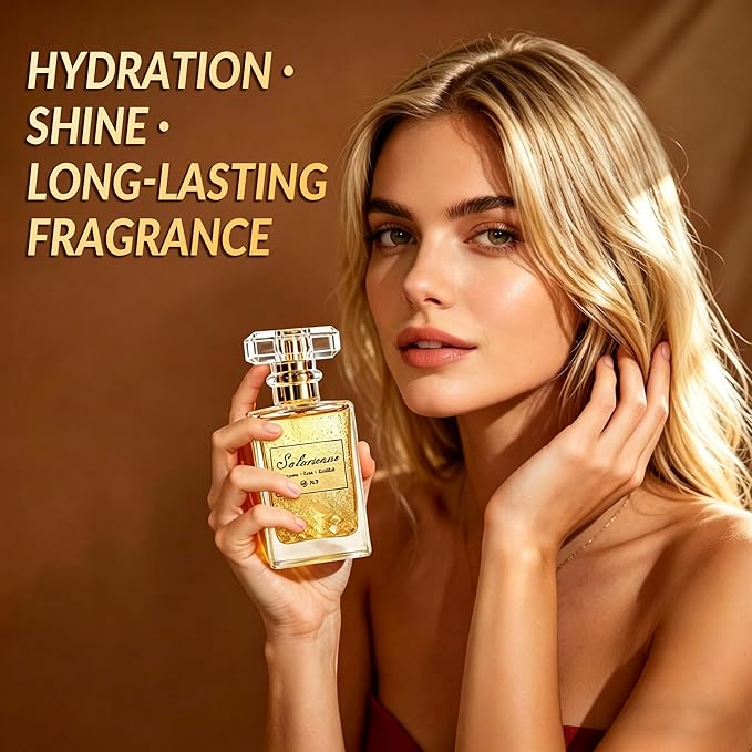 NP NATURES PHILOSOPHY Hair Perfume & Leave-In Hair Serum Spray – Lightweight Anti-Frizz Conditioner, Shine Enhancing Hair Oil Mist for Women, Long-Lasting Fragrance, 1.69 Fl Oz（Solarienne）
