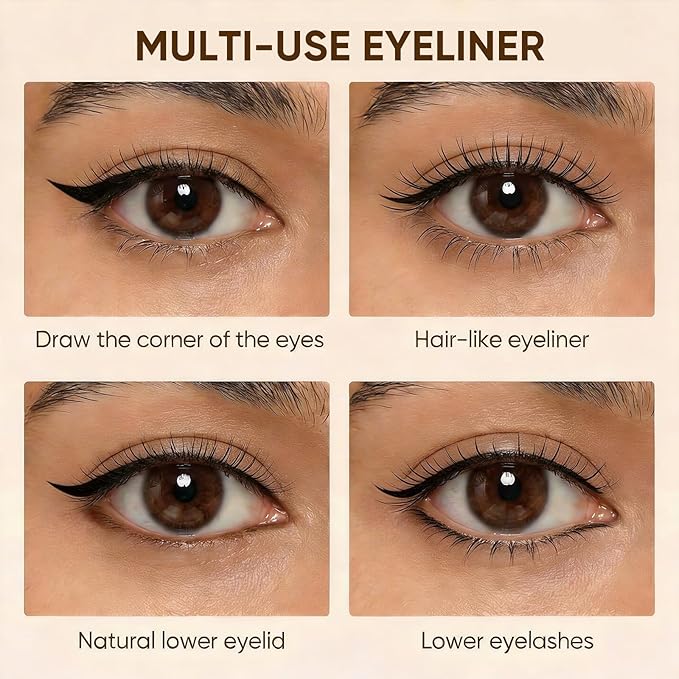 JUDYDOLL Ultra-Fine Liquid Eyeliner-Precision Tip for Wing Line, Smudge-Proof, Quick-Drying, Waterproof, Easy to Get Inner Corner Lined, Hooded Eyes-Friendly (#2 Deep Brown)