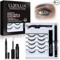Luxillia 8-Piece Clear & Black Magnetic Eyelashes with Applicator & Magnetic Eyeliner Kit – Reusable Natural Magnetic Lashes – Easy Apply Lash Kit for Beginners – Waterproof Dramatic Looks