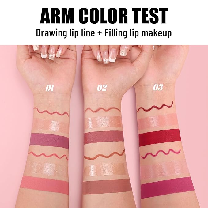 Lip Collection Set 6PCS Matte Lipliner Lipstick and Lip Plumber Kit Long Lasting High Pigmented Velvety Lip Makeup (Set 02)