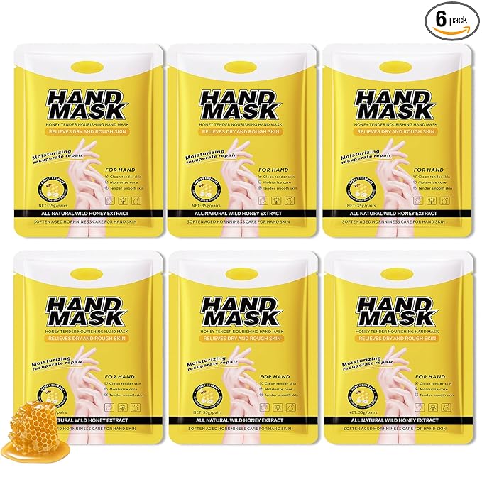 Hydrating Hand Masks, 6PCS Hand Mask Moisturizing Gloves for Men Women, Smooth Long Lasting Soft Exfoliating Hand Peeling Spa Mask Moisturizer Beauty Gift Set for Dry Cracked Rough Dull Hands（L)