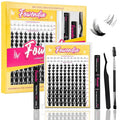 Fowendia Lash Clusters Kit California Sunset 8-18mm Manga Eyelash Clusters DIY Lash Extension Kit Waterproof Wispy Anime Lashes Clusters Ultra-Thin 0.3mm Individual Cluster Eyelash Extensions Kit