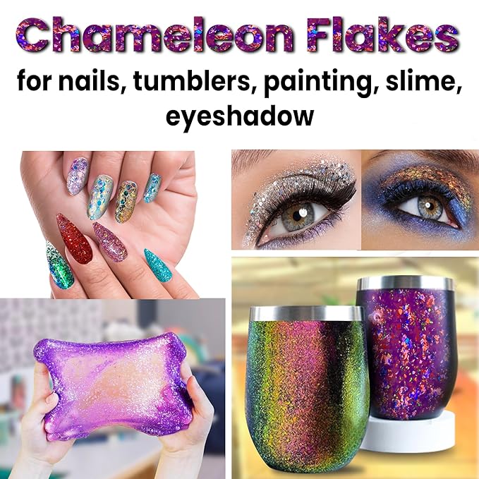 Chameleon Flakes for Resin [ Gold | Light Green ] - Color Shift Mica Pigment Powder for Epoxy Resin - Chrome Flakes for Tumblers, Molds, Nail Art, Eyeshadow, Makeup