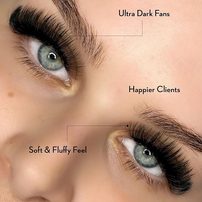 One V Salon, 500 Loose Professional Use Premade Fans Eyelash Extensions, D Curl Volume Lashes, 10D 14D 20D-0.05 Thickness, 9-16mm Fluffy Handmade Fan Mixed Tray