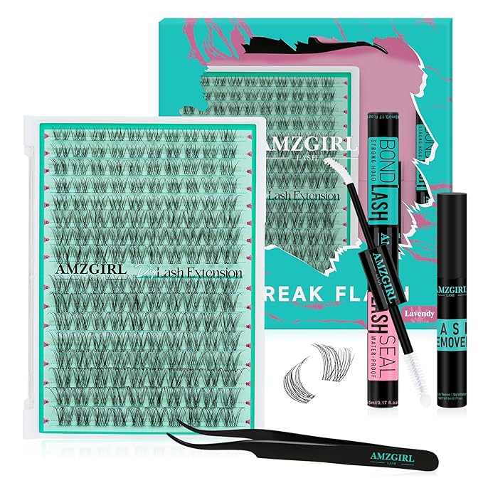 Lash Clusters Kit,160pcs Natural Eyelash Extension with Lash Bond and Seal Waterproof,Remover For Lashes Cluster,Lash Applicator Tool For False Eyelashes Extensions At Home(Lavendy,Kit)