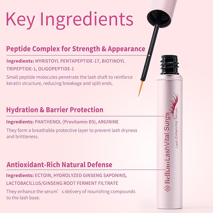 Lash Serum - Eyelash Serum for Thicker, Longer Eyelashes and Eyebrows with Natural Formula, Lashes Moisturization & Hydration, and Leak-Proof Design, for All Skin Types, 4ml