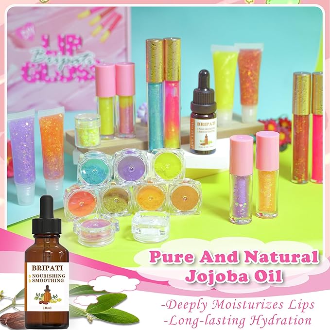 DIY Lip Gloss Making Kit, DIY Lip Glosses Set to Make Your Own Lip Stick, Fun Craft Makeup Lipglosses, All-Inclusive Moisturizing Handmade Lip Glaze Supplies Set for Beginner Women Girls