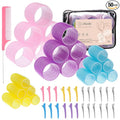 4 Sizes Self-Grip Hair Rollers Set - 50 Pcs with Clips in 4 Colors, Jumbo Rollers for Long, Short Hair and Bangs (25mm, 36mm, 48mm, 60mm)