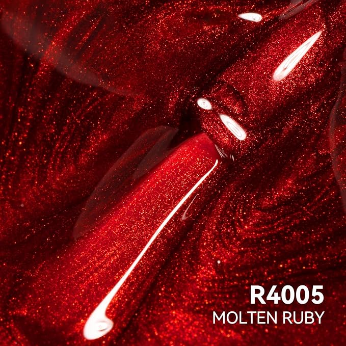 MAYCHAO 15ML Red Cat Eye Gel Nail Polish 1Pc Molten Christmas Ruby Red Glitter Cat Eye Gel Polish Soak off Holographic Magnetic Nail Polish for Nail Art Manicure Salon DIY at Home, 0.5 OZ