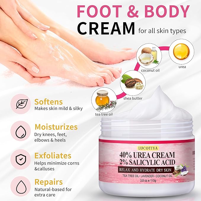 LUCOTIYA Pedicure Kit Foot Spa Soak Set Callus/Cuticle Remover File, Dead Skin Urea Cream for Feet Aloe Lavender Pedicure Supplies for Dry Cracked Feet for Women Men ﻿