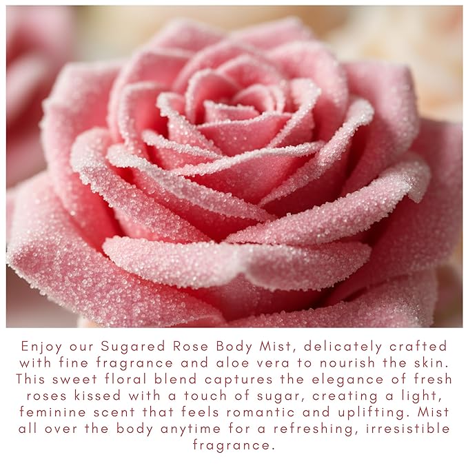 Olivia Care Body Mist Spray Made with Natural Sugared Rose Fragrance Scent - Refreshing, Soothing & Moisturizing - Eliminate Odor with Fresh Floral Aroma