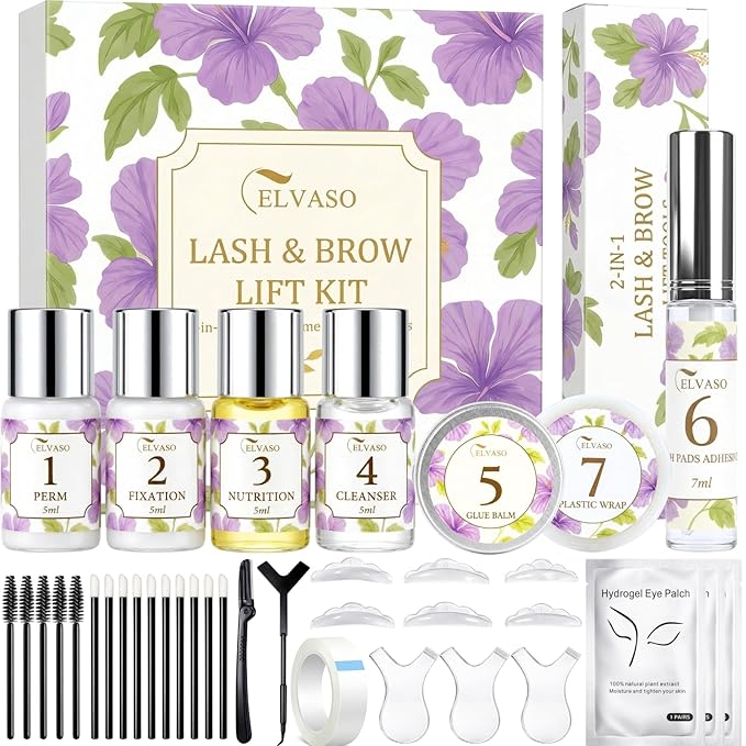 2-IN-1 Lash Lift Kit & Brow Lamination, Professional Gentle Eyelash Perm Kit with Long Lasting Curl, Salon-Quality Eyelash Lift DIY at Home with Easy Instructions