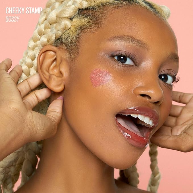 KAJA Blusher - Cheeky Stamp 03 Bossy | Kbeauty, Cute Makeup, Buildable & Blendable Shade with Heart-shaped Applicator, Sunkissed Finish, Travel size, Hygienic, Portable, Korean Makeup, 0.17 Oz