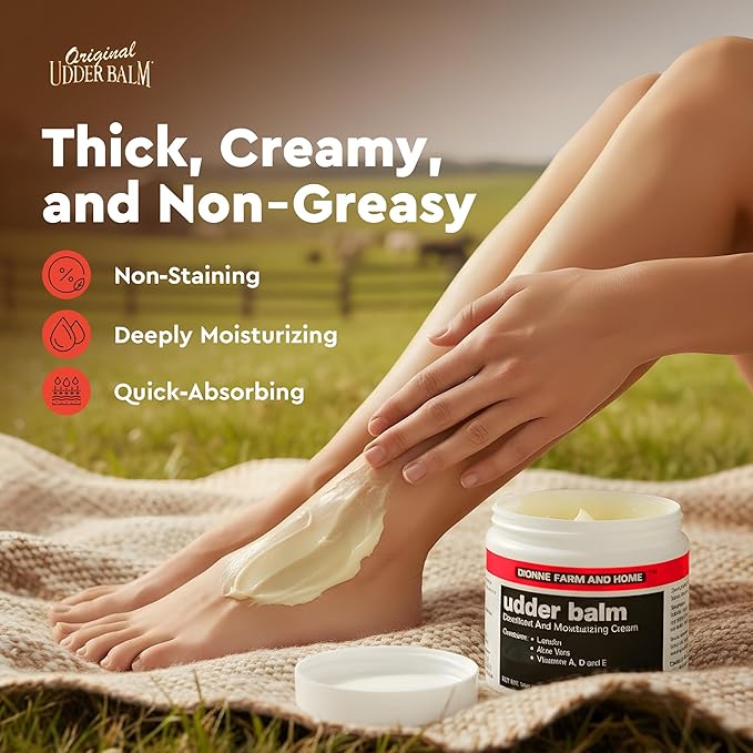 Dionne Farm and Home Udder Balm – Made in USA – Lanolin Healing Skin Care Cream for Dry, Cracked Hands – Non-Greasy Working Hands Cream & Body Moisturizer for Dry Skin Relief, 16 Fl Oz Jar