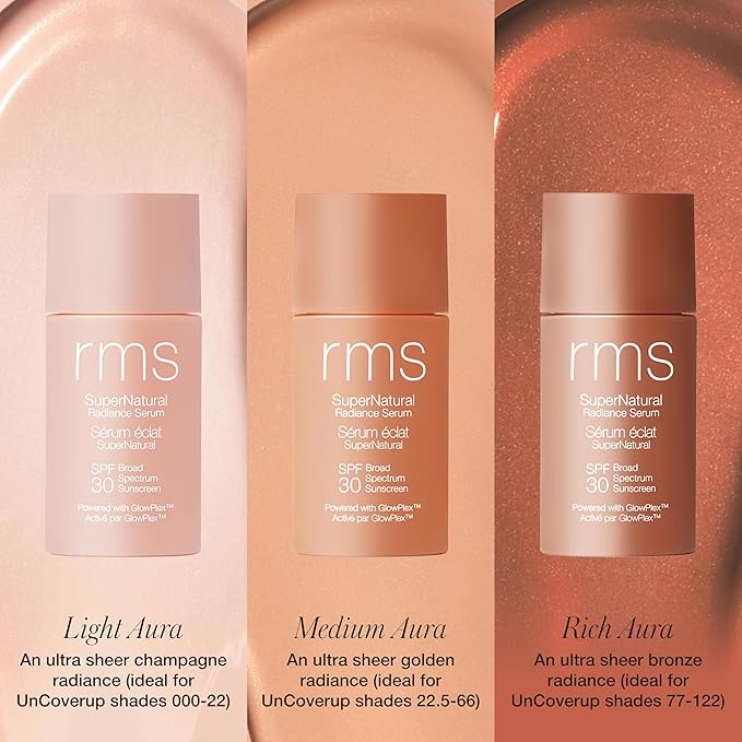 RMS Beauty Supernatural Radiance Serum SPF 30 - Lightweight Hydrating Facial Sunscreen with Antioxidants Natural Glow Enhancer Broad Spectrum UVA/UVB 1 oz