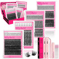 MilyBest Lash Clusters Kit 808Pcs Eyelash Clusters with Spikes and Bottom Lashes Clusters D Curl 4 Styles Lash Kit Fluffy DIY Individual Eyelashes Glue Wispy Cluster Eyelash Extensions Kit De Pestañas