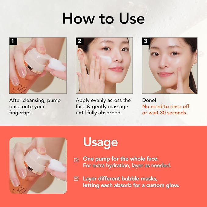 MENOKIN 30 Seconds Quick Bubble Mask [LIFT] - [Collagen] & Niacinamide in Micro-bubbles for Anti Aging, Boost Elasticity, Fine Lines, Korean Glass Skin Care Essential, 70 Uses, 3.21 fl.oz