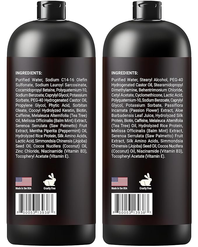 SOULSPA PURE Biotin Rice Water Shampoo and Conditioner Set - Thickening Formula with Rice Protein & Keratin - Strengthening Hair Care for Thinning Hair - Made in USA - 16 fl oz Each