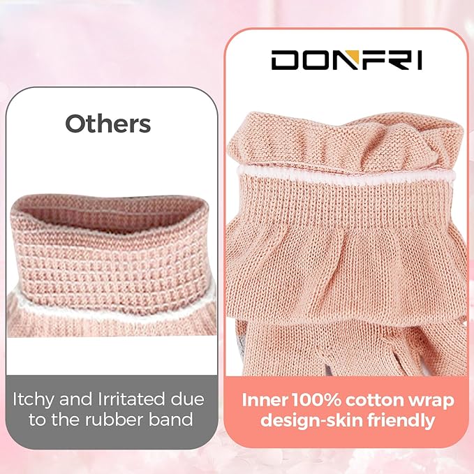 Donfri 6 Pairs Cotton Moisturizing Gloves Overnight Touchscreen Fingers for SPA Dry Hands Hand Care Day and Night Moisturizing (Medium-Pink)