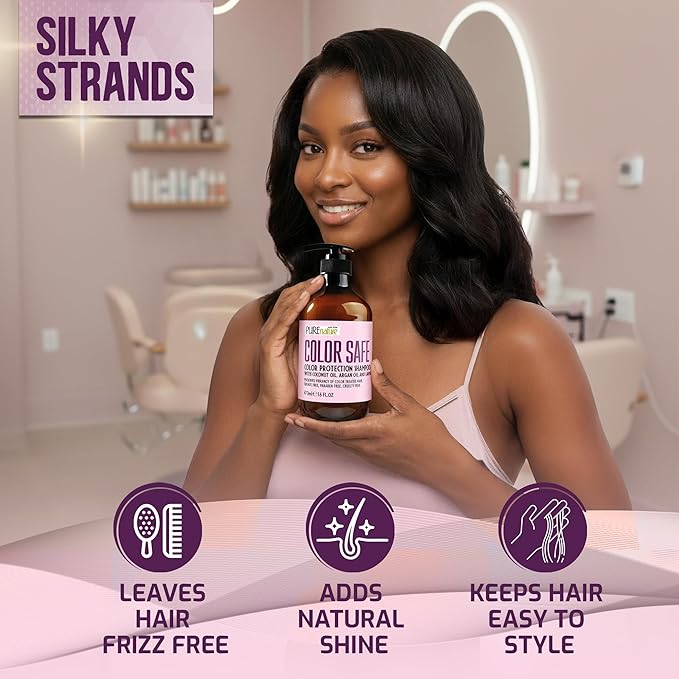 Color Safe Shampoo - Sulfate Free for Color Treated Hair - Moisturizing and Nourishing Care - Paraben Free, Color Protecting Formula - Professional Salon Grade Quality for Men and Women - 16 Fl Oz