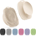Soft Silicone Body Scrubber, Gentle Like a Hand Exfoliating Your Skin and Build Up Lather Easily, Back Large Suction Cup Easy to Store, Long-Lasting & Deep Clean (Beige)
