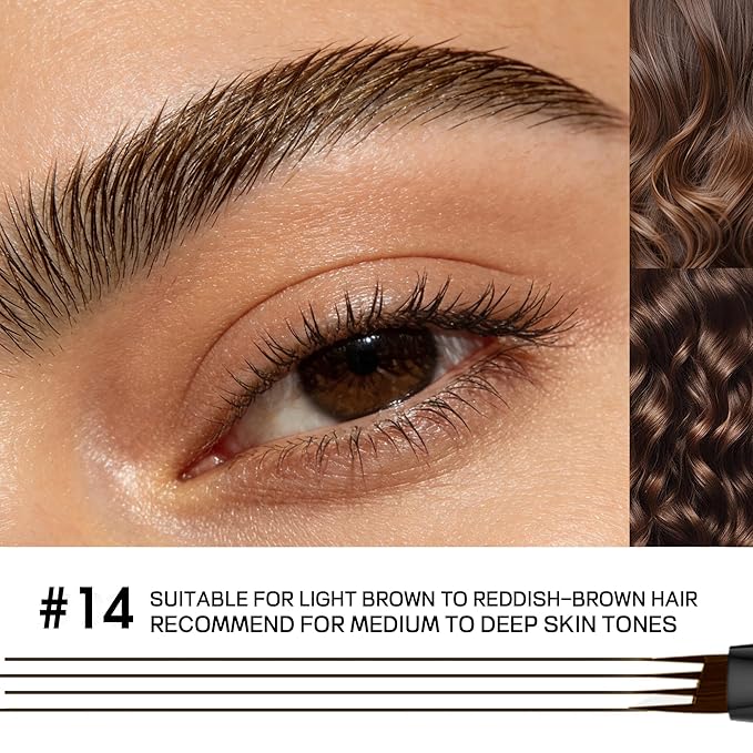 2 Pack 4-Tip Microblading Eyebrow Pen with 2 Brow Brushes, Waterproof Vegan Formula Eyebrow Pencils for Women to Effortlessly Create Natural Hair-Like Strokes, All-Day Wear (Ash Brown)