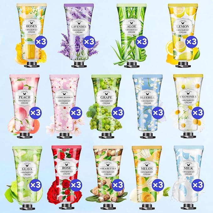 VISCOO 42 Pack Hand Cream Gifts Set for Women, Teacher Appreciation Gift / Graduation Gifts, Moisturizing Mini Hand Lotion Travel Size for Dry Cracked Hands, Birthday Gift