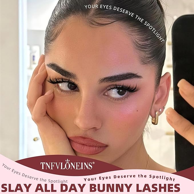 TNFVLONEINS Bunny Lash Clusters Natural Manga Eyelash Clusters 10-12-14mm Wispy Cluster Eyelash Extensions Clear Band Individual Lashes Clusters C Curly Eye Lashes Clusters