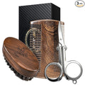 BFWood Mens Beard Brush Comb Kit, Small Travel Beard Set - Natural Boar Bristles With Black Walnut Wood, Grooming Sandalwood Mustache Comb, Mustache Trimming Sissors With Storage Bag