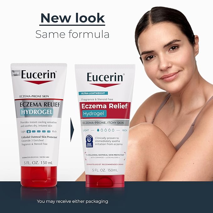 Eucerin Eczema Relief Hydrogel for Dry, Itchy, Eczema-Prone Skin, Fragrance Free and Steroid Free Body Moisturizer for Dry Skin, 5 Fl Oz Tube
