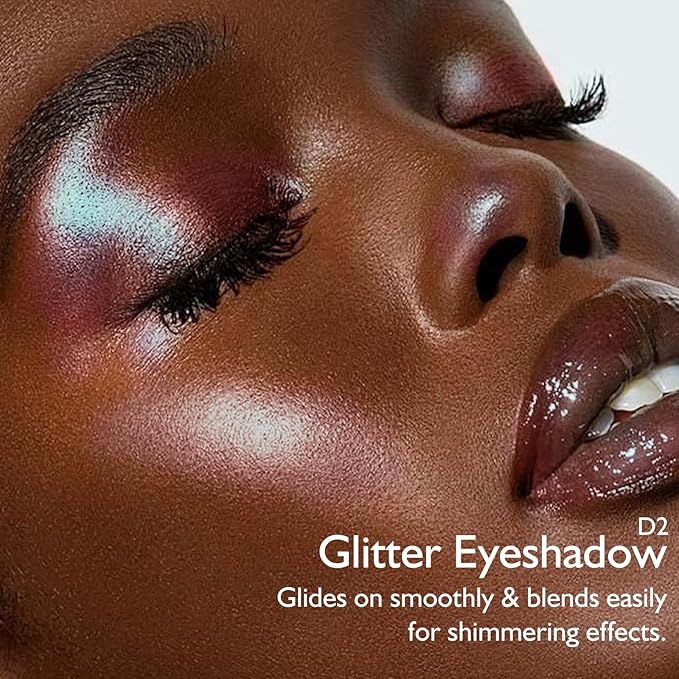 Mauve Blue Glitter Eyeshadow, Holographic Duochrome Shimmer Eyeshadow Palette Color Shift Metallic Chameleon Sparkling Cream to Powder Eye Shadow Highlighter Makeup for Cool-Toned/Evening/Daily