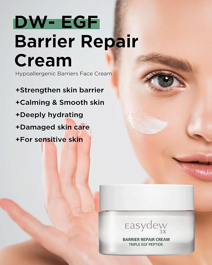 EASYDEW Barrier Repair Cream - Intense Hydration and Skin Barrier Restoration Face Moisturizer for Damaged and Irritated Skin with Cica, Hyluronic Acid, Collagen, 1.01 fl.oz.