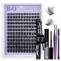 B&Q Lash Clusters Kit Wispy Fluffy - Feath5D 08 Eyelash Clusters Kit with Glue & Tools, Feathered Lightweight Lash Kit, 8-18mm C Curl Waterproof False Lashes